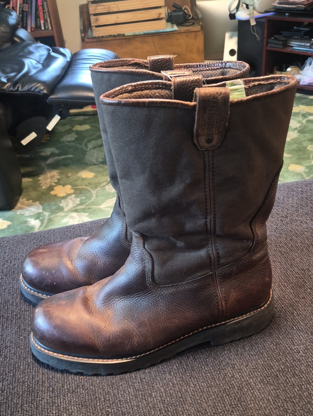 Men's Brown Pull-On Work Boots